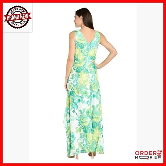 Chiffon Halter Maxi Dress with High Low Ruffle Skirt - Flowy Spring Summer - Picture 3 of 4